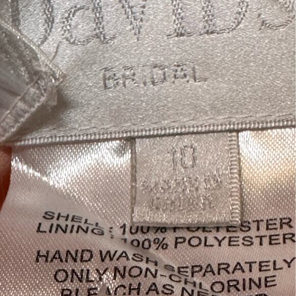 David's Bridal Short Peach Chiffon Dress with Rhinestone Straps Size 10 NEW - Picture 9 of 10